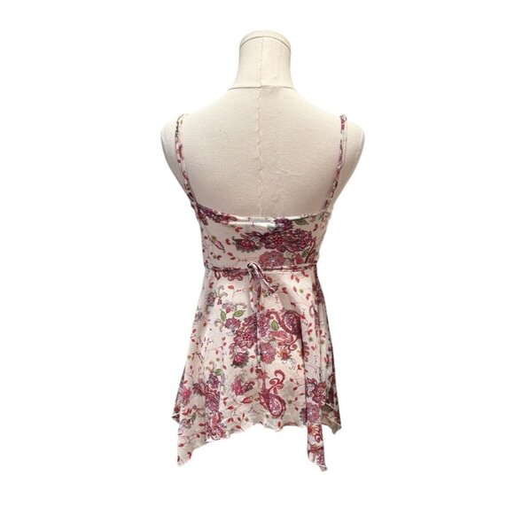 Y2K Babydoll White Pink Floral Fairy Romance Asymmetrical Cami Top Womens Medium - Picture 5 of 9